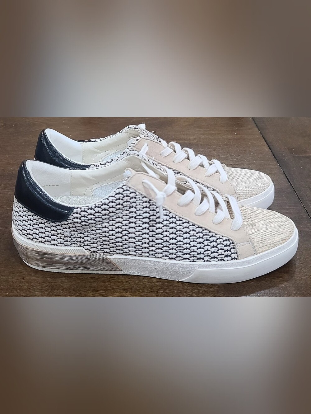Dolce Vita Zina Low Top Sneakers Black/Natural Raffia Women's
